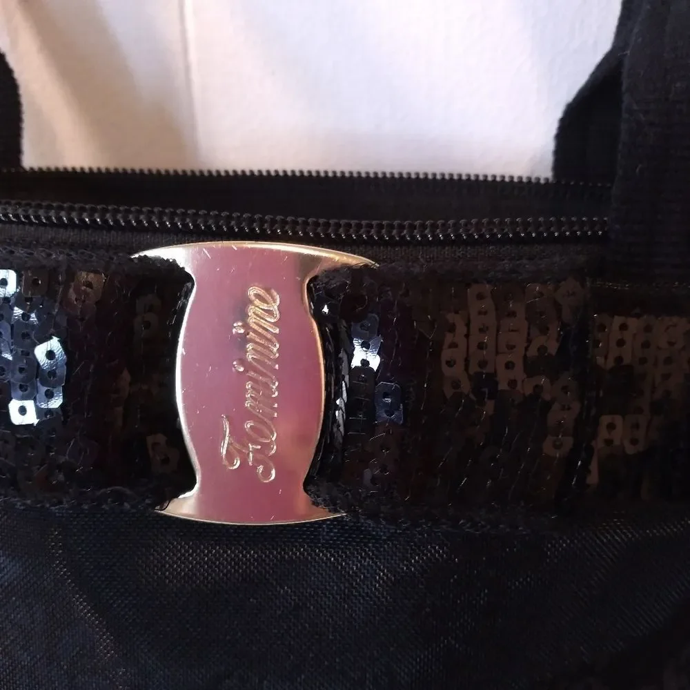Feminine Black Mesh Hand Bag With Sequin. - Picture 2 of 9